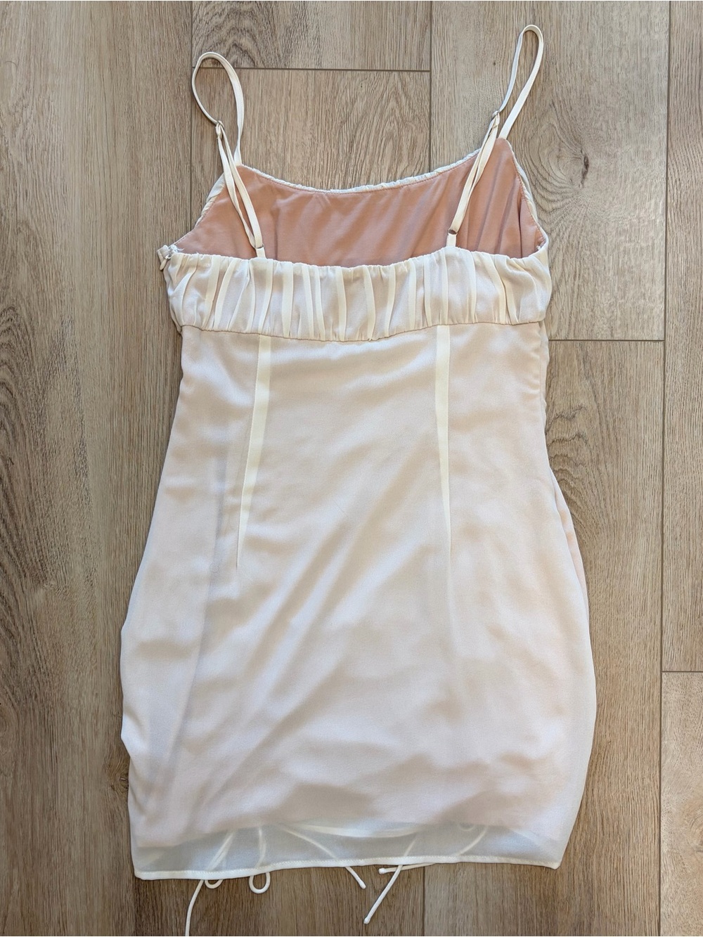 Cream Ruched Mini Dress - Picture 2 of 2
